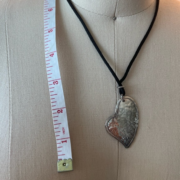 NWT Handmade in Italy 925 Sterling Silver Heart Necklace adjustable Black Cord - Picture 6 of 9